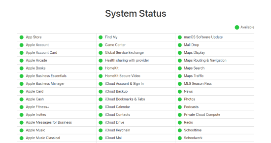 apple 系統狀態