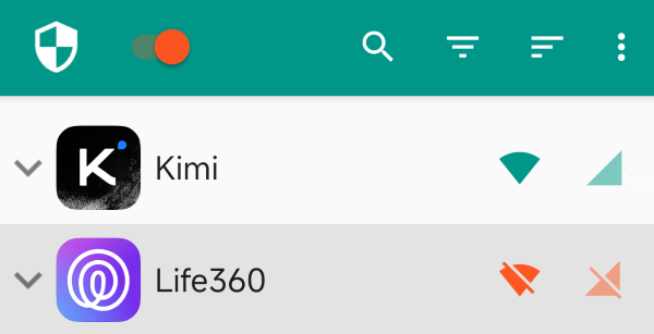 使用 netguard 阻止 life360 網絡