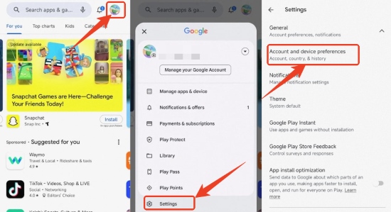 在 android 上更改 google play 設定