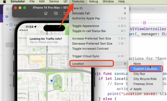 使用 xcode 更改iphone 位置