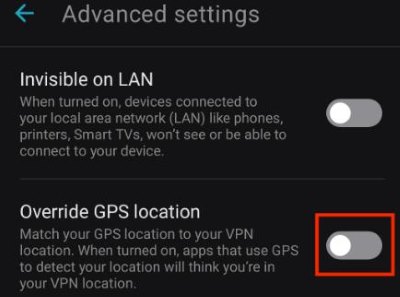 在 surfshark vpn 中啟用 gps 位置覆蓋功能