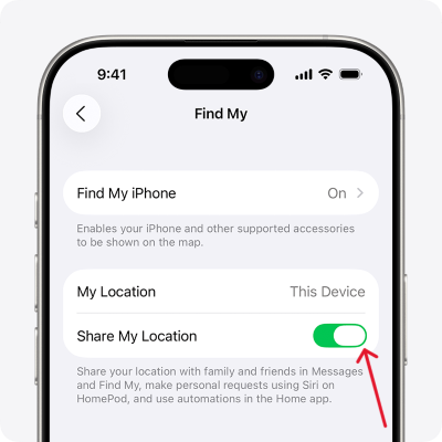 刷新 iphone查找中的共享我的位置”