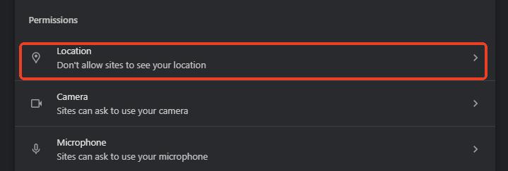 google chrome 中的位置設定