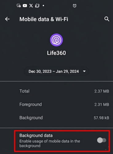 在安卓裝置上關閉 life360 數據